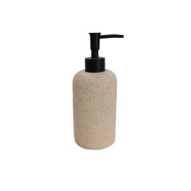 PORTA SABONETE EM RESINA BEGE  COM DISPENSER PRETO HJ0100