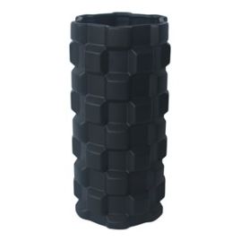 VASO DE CERAMICA COM TEXTURA GEOMETRICA PRETO HM0005