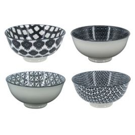 UD CJ DE BOWLS DE PORCELANA PRETO E BRANCO DECORATIVO  4 PCS 12 HP0014