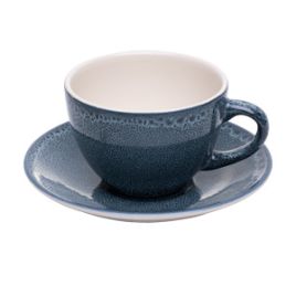 XÍCARA PARA CHÁ DE CERÂMICA COM PIRES MARINE AZUL 217ML - WOLFF 18233