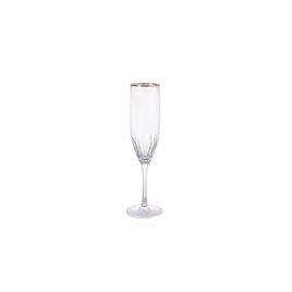 UD CONJ DE TACAS DE CHAMPAGNE TRANSPARENTE COM BORDA DOURADA - 6 PCS JL0061