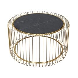 RE MESA DE METAL DOURADO E MADEIRA JQ0013