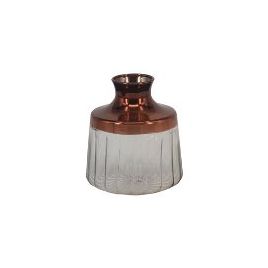 VASO DECORATIVO DE VIDRO COM TOPO COBRE 8,5CM X 9,5CM KJ0003