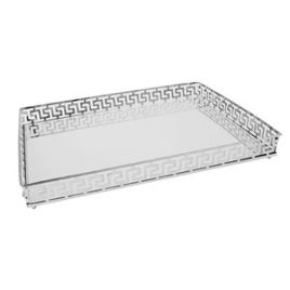 UD BANDEJA ESPELHADA DE METAL PRATA 40CM X 30CM X 5CM KV0104