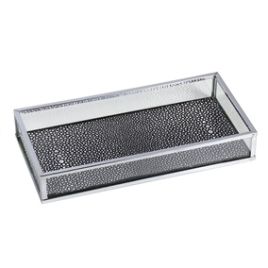 RE BANDEJA DE METAL VIDRO E POLIURETANO PRATA PRATEADO KV0261