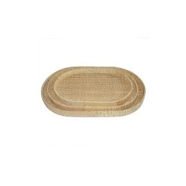 CONJ. DE BANDEJAS DE RATTAN E MADEIRA - 3PCS P:45CM X 30CM X LC0388