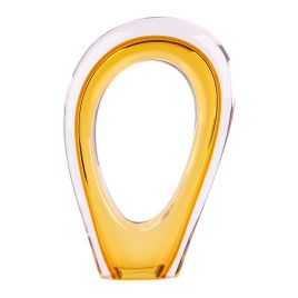 VASO DECORATIVO EM VIDRO TRANSPARENTE E AMBAR 20CM X 6,5CM X 31CM LR0010