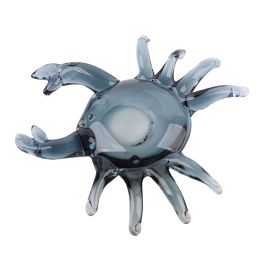 PECA DECORATIVA EM VIDRO DECORACAO DE MESA CARANGUEJO TRANSPARENTE E AZUL 19,5CM LR0015