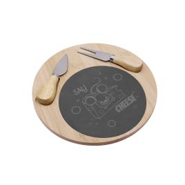 TABUA E FACAS PARA QUEIJO PEDRA E BAMBOO NATURAL 3PCS MM5006