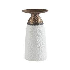 VASO DE CERAMICA BRANCO E DOURADO MX0012