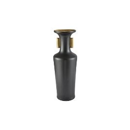VASO DE CERÂMICA PRETO FOSCO E DOURADO MX0021