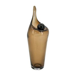 VASO DECORATIVO EM VIDRO FUME COM DETALHE BOLA ESTILO MURANO OD0208
