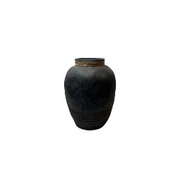VASO DE CERAMICA CHUMBO COM DETALHE EM CORDA PF0034