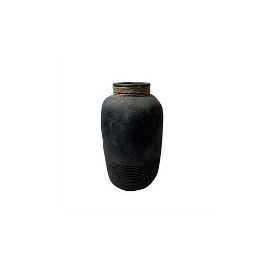 VASO DE CERAMICA CHUMBO COM DETALHE EM CORDA PF0037