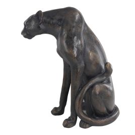 LEOPARDO DECORATIVO EM RESINA PRETO 62CM X 34CM X 71,3CM QC0624