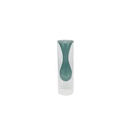 VASO DE VIDRO DUPLO TRANSPARENTE E AZUL