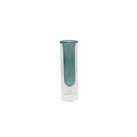 VASO DE VIDRO DUPLO TRANSPARENTE E AZUL