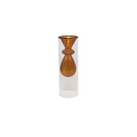 VASO DE VIDRO DUPLO TRANSPARENTE E AMBAR