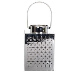 LANTERNA DECORATIVA EM ACO INOX PRATA 13,5CM X 13,5CM X 21CM SD0221