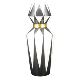 VASO DE CERAMICA COM LISTRAS LISTRADO BRANCO E PRETO 12CM X SK0133