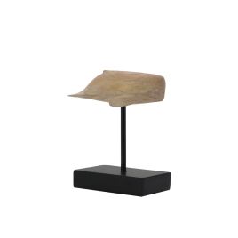 BALEIA DECORATIVA EM RESINA  CREME E BASE METAL PRETA 15.2CM X 8CM X 18CM  SS0303