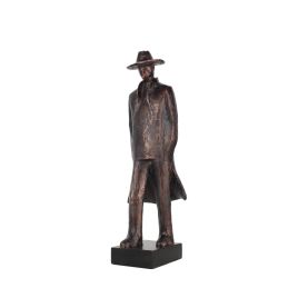 PECA DECORATIVA HOMEM COM CHAPEU EM PE EM RESINA BRONZE SS0343