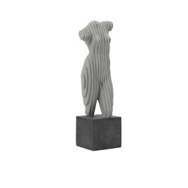 PECA DECORATIVA MULHER COM EM RESINA CINZA SS0345