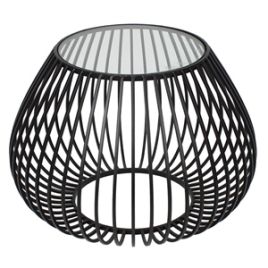 P MESA DE METAL PRETA COM TAMPO DE VIDRO 58CM X 58CM X 40,5CM TF0024