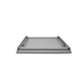 CJ DE BANDEJAS EM METAL E COURO CINZA 2PC TH0068