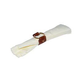 CJ DE ARGOLA PARA GUARDANAPO EM COURO SINTÉTICO MARROM 4PCS TH0141