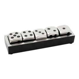 PECA DECORATIVA DE METAL COM 5 DADOS E 1 CAIXA TKI0043