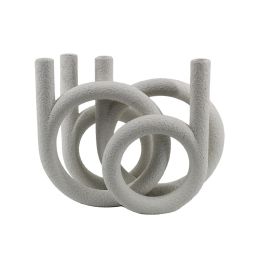 CASTIÇAL ESFERAS EM RESINA BRANCO TMN3008
