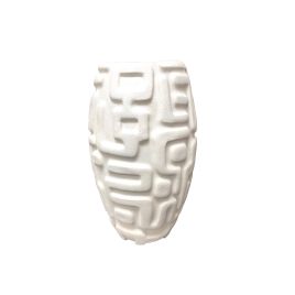VASO DECORATIVO COM RELEVO EM RESINA BRANCO TMN3016