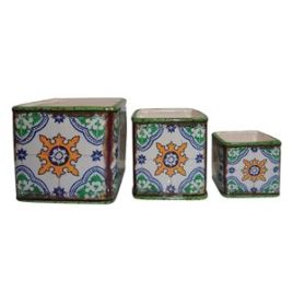 RE CJ. DE CACHEPOTS DE CERAMICA VERDE - 3 PCS TN0101