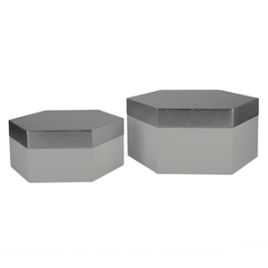P CONJ. DE CAIXAS SEXTAVADO DE MADEIRA CINZA  2PCS G  17,7CM X TS0027