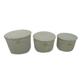 CONJ DE CESTAS DE PALHA BRANCO - 3 PCS TZ0018