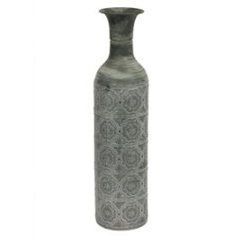 RE VASO DE METAL PRATA 14CM X 14CM X 48CM VB0007