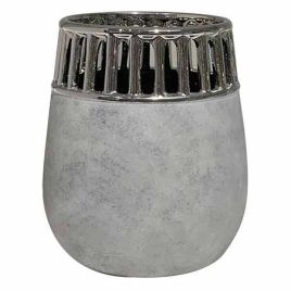 VASO DE CERAMICA CINZA E PRATA VH0045
