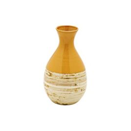 VASO DE CERAMICA COM BAMBU- LARANJA VI0013