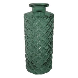 VASO DE VIDRO VERDE COM TEXTURA