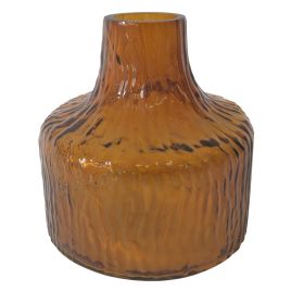 RE VASO DE VIDRO MARROM COM TEXTURA